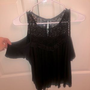Black Cold Shoulder Top